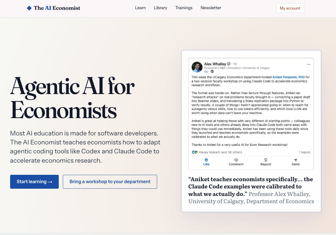 AI Economist site and coaching testimonial screenshot