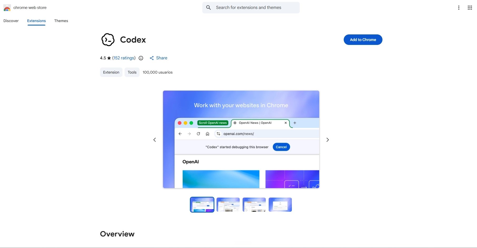 Codex Chrome plugin screenshot