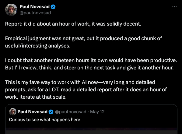 Paul Novosad report on using /goal for research output