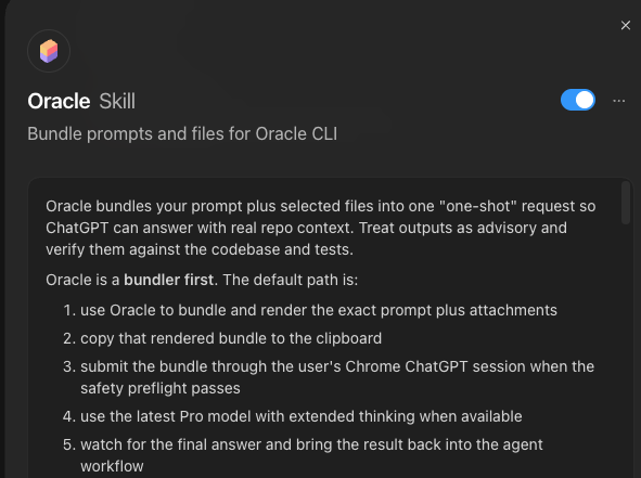 Oracle skill screenshot